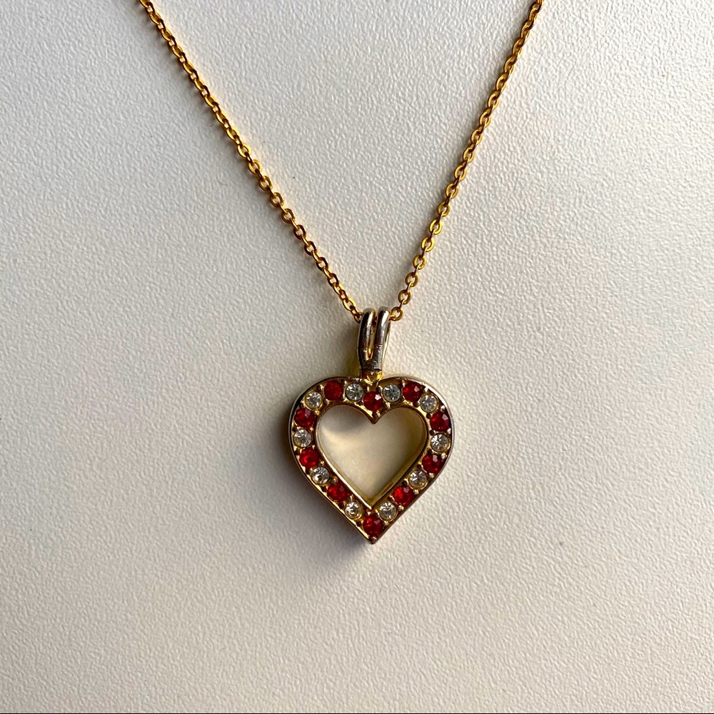 Free w/ purchase Gold Toned Heart Necklace Red